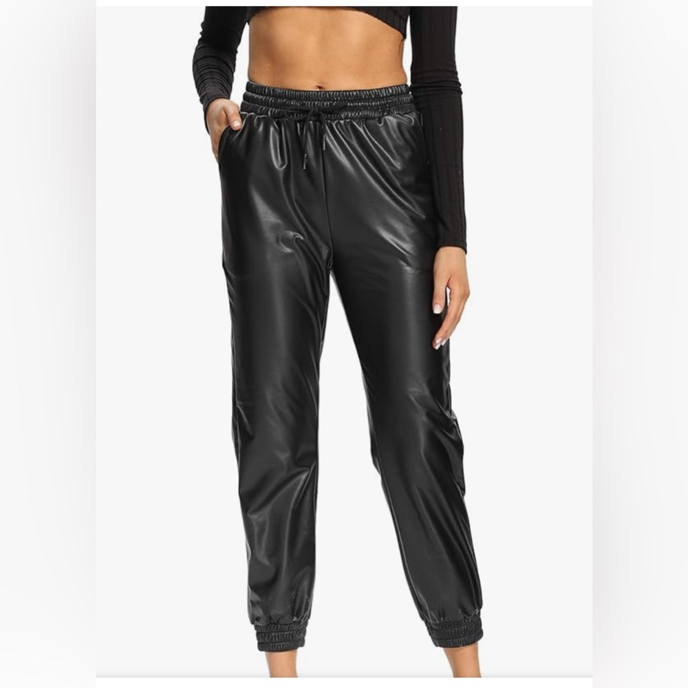 Vegan Faux Leather Joggers